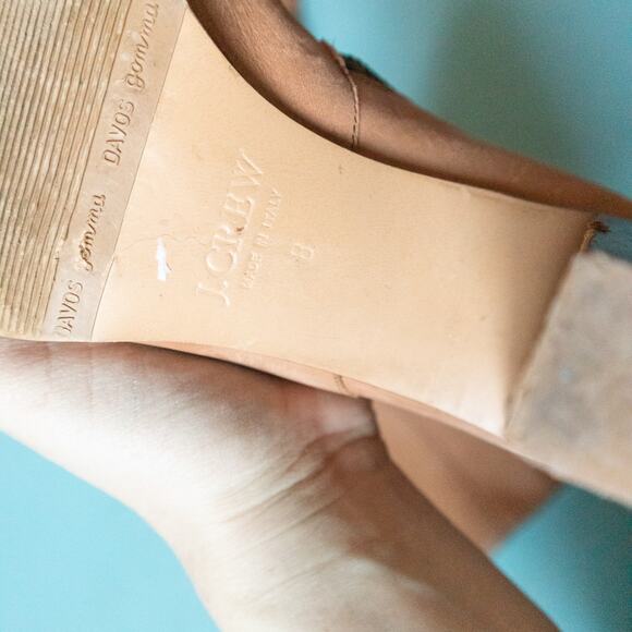 J Crew Genuine Italian Leather Stacked Heel Almond Toe Zipper Boots Size 8 - Picture 7 of 9